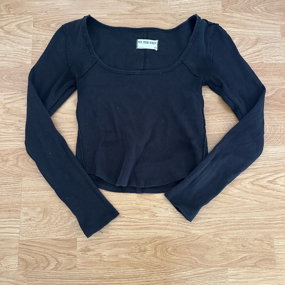 Free People Midnight Black Long Sleeve Top